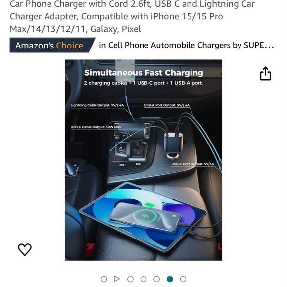 4 in 1 Retractable Car Charger, iPhone and android Fast Charging Adapter - Picture 5 of 7